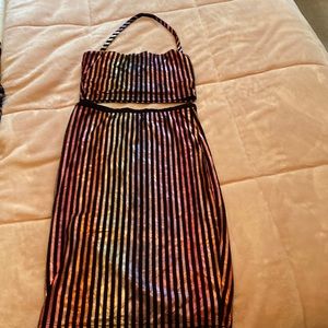 2piece -halter with matching mini skirt